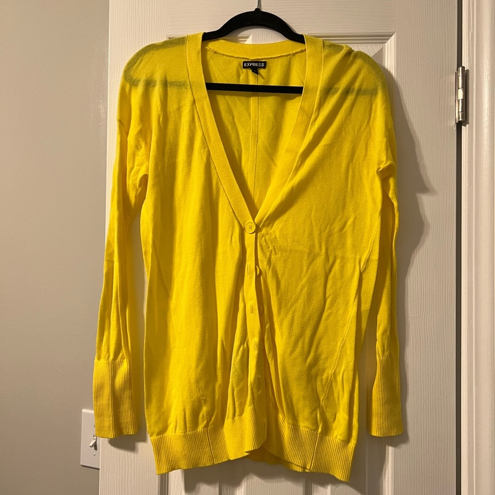 Yellow Express button down cardigan